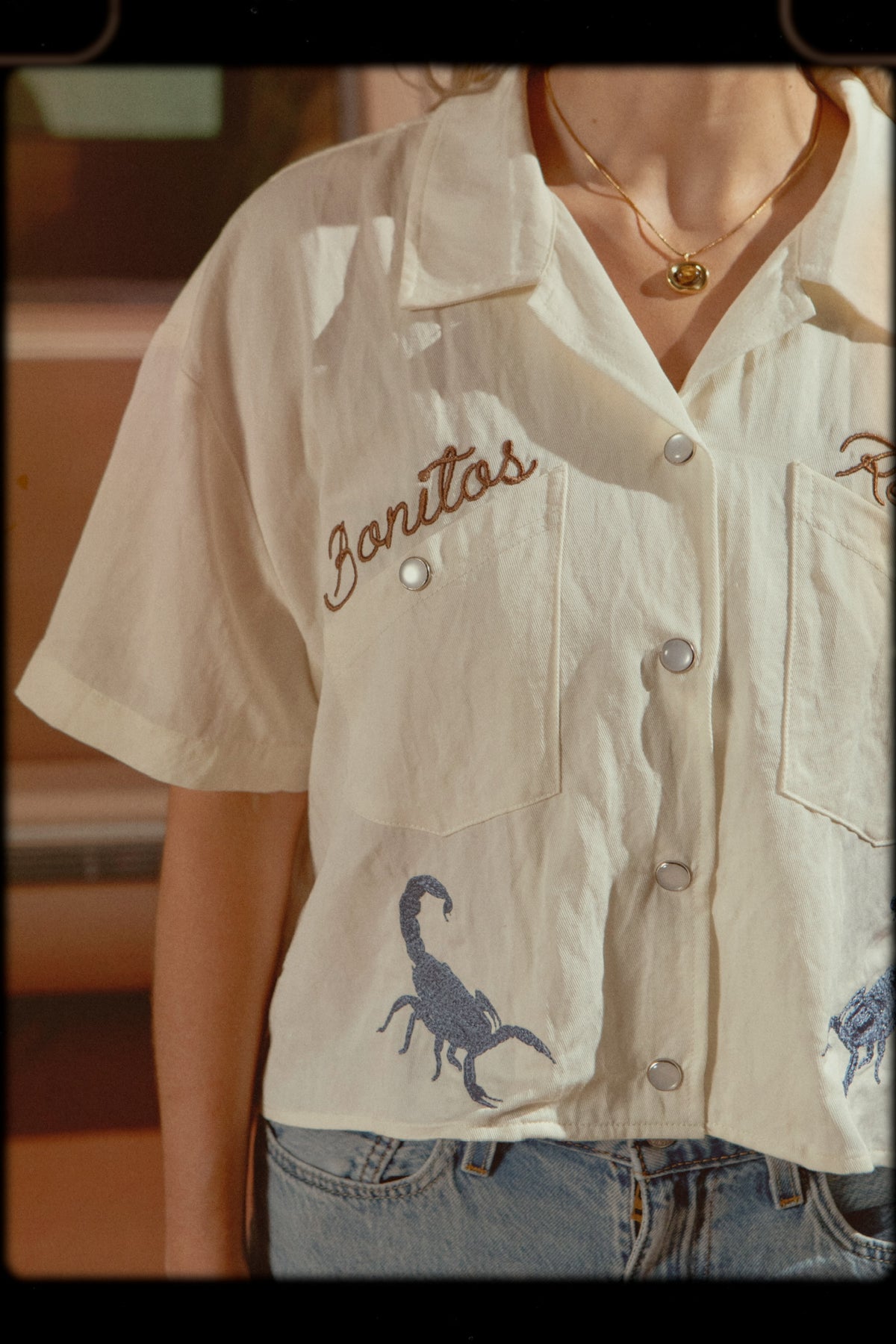 Cropped Western Button up