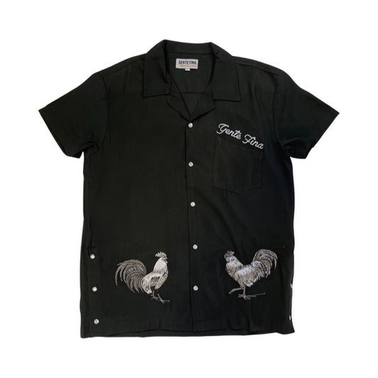 BLACK BUTTON UP SHORT SLEEVE